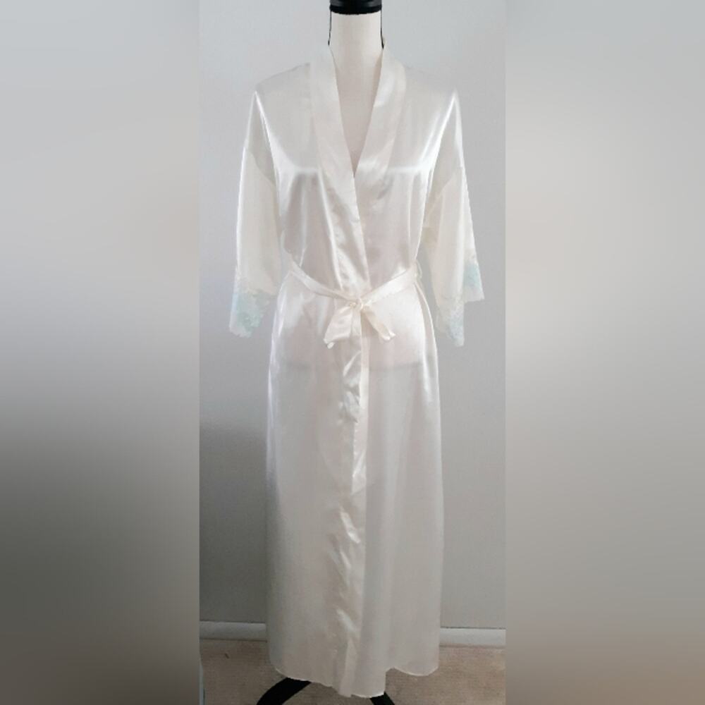 Flora Nic Rooz Feminine Maxi Satin Dressing Robe Bridal Wedding - Picture 1 of 6